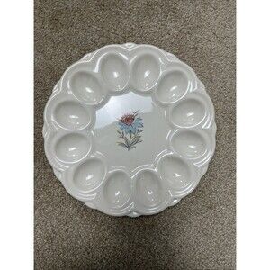 Vintage Steubenville‎ Pottery Deviled Egg Platter Easter MCM 9"